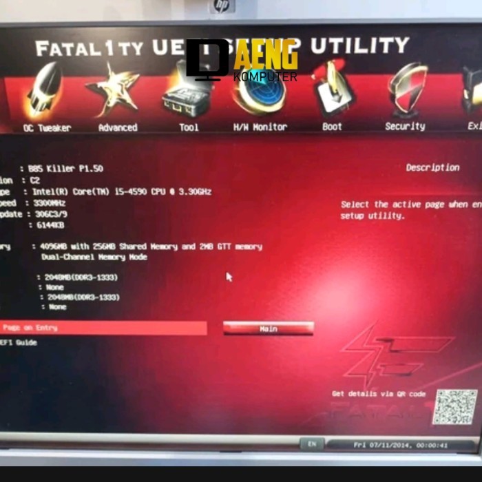 Motherboard PC Gaming ASRock FATAL1TY B85 KILLER 4 Slot Ram USB 3.0 Paket Prosesor Intel Core i5 459