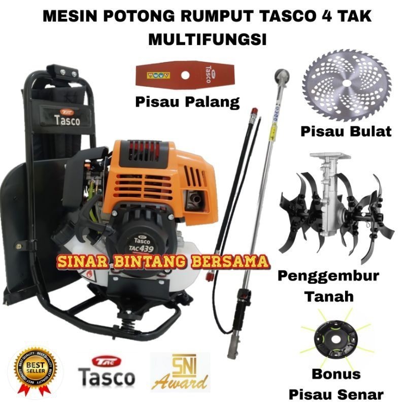 MESIN POTONG RUMPUT TASCO 4 TAK DAN PENGGEMBUR TANAH MULTIFUNGSI