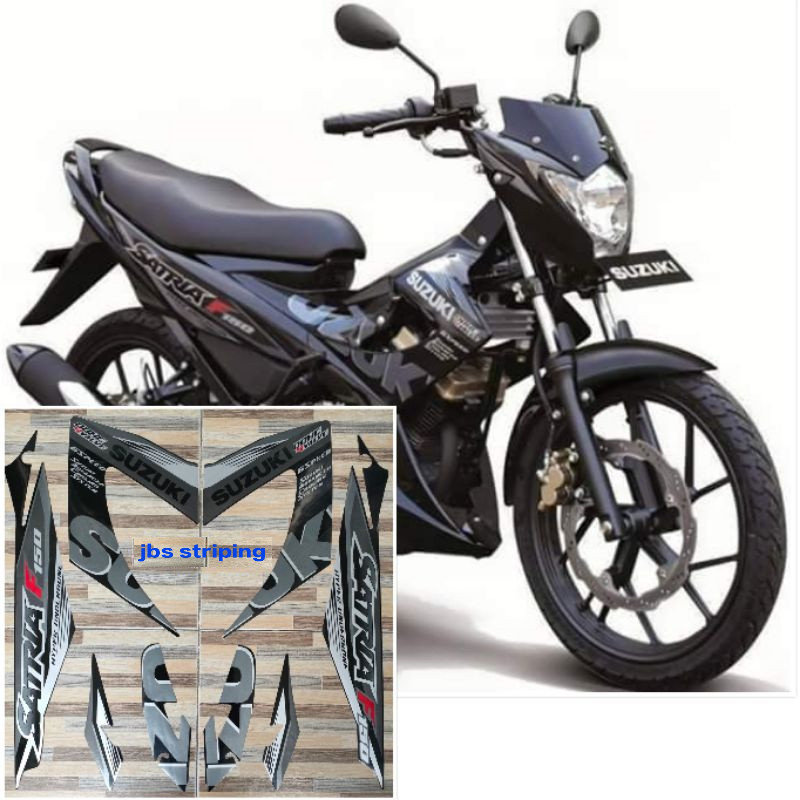 Stiker satria f fu striping  Suzuki Satria fu f 150 hitam abu abu tahun 2015 2016