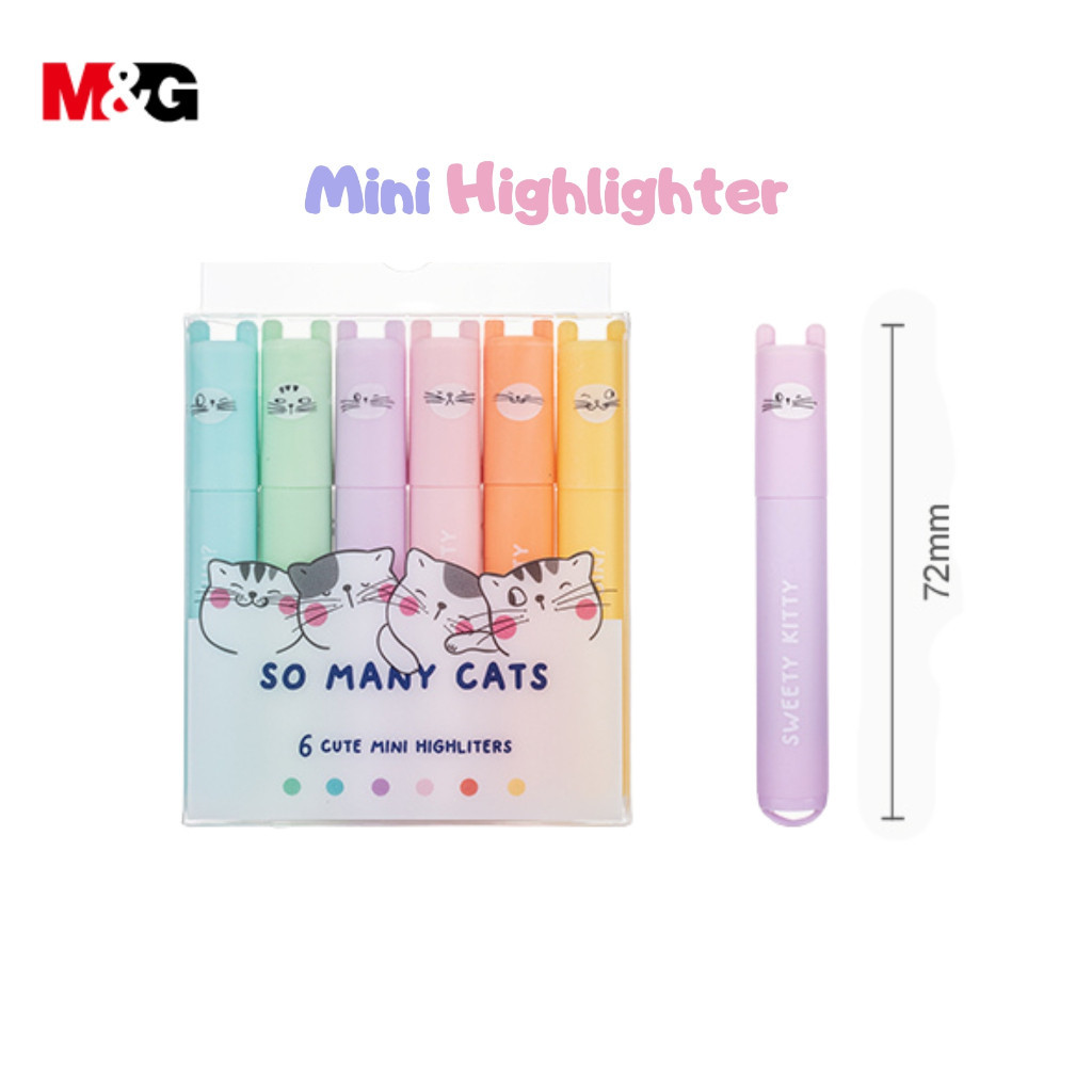 

Highlighter Textliner Mini M&G So Many Cats 6 Warna Pastel Penanda Tulis Lucu #AHM22575 – Set ( 6 Warna )- SHSNP