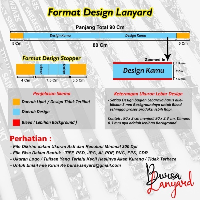 

PROMO!! -LANYARD CUSTOM DIGITAL PRINT 2 Sisi | Tali/Gantungan / ID CARD Satuan