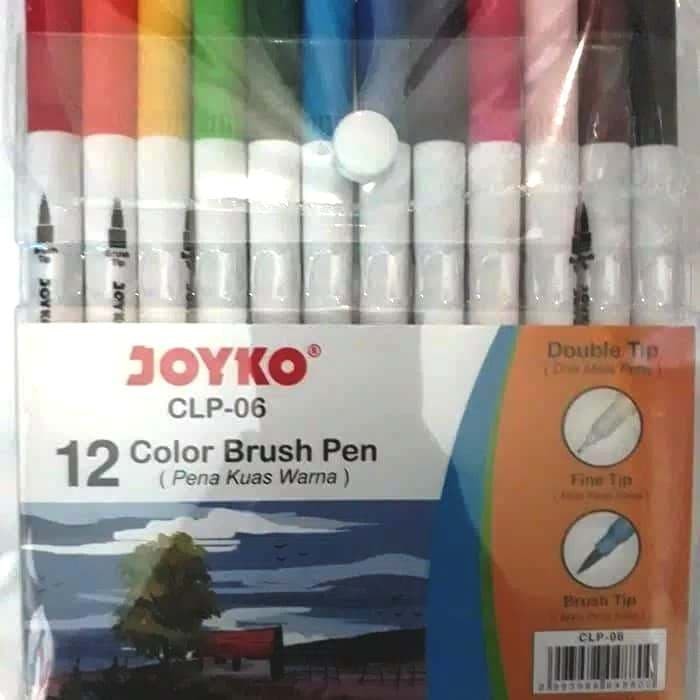 

PROMO!! -BRUSH PEN 12 WARNA COLOUR JOYKO 2 MATA SPIDOL