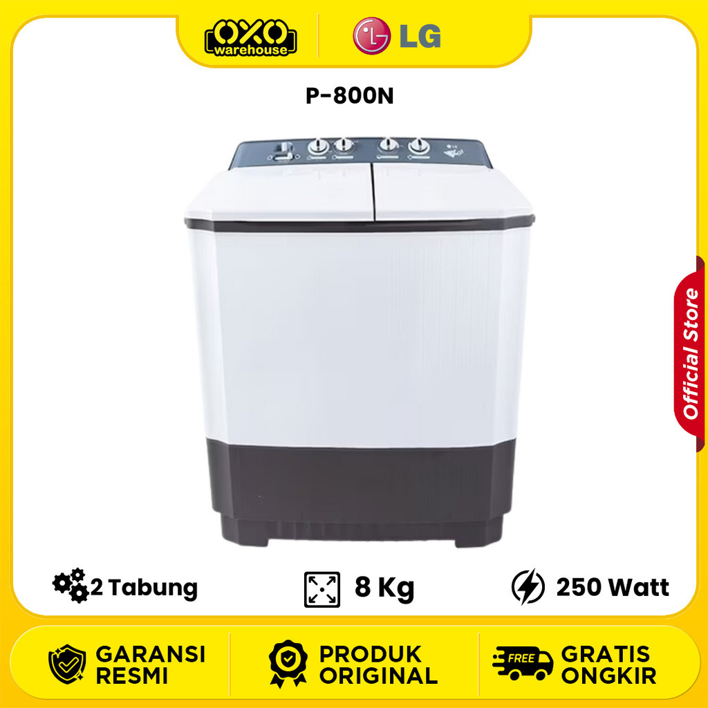 MESIN CUCI LG P-8000N 2 TABUNG 8 KG Low Watt Garansi Resmi