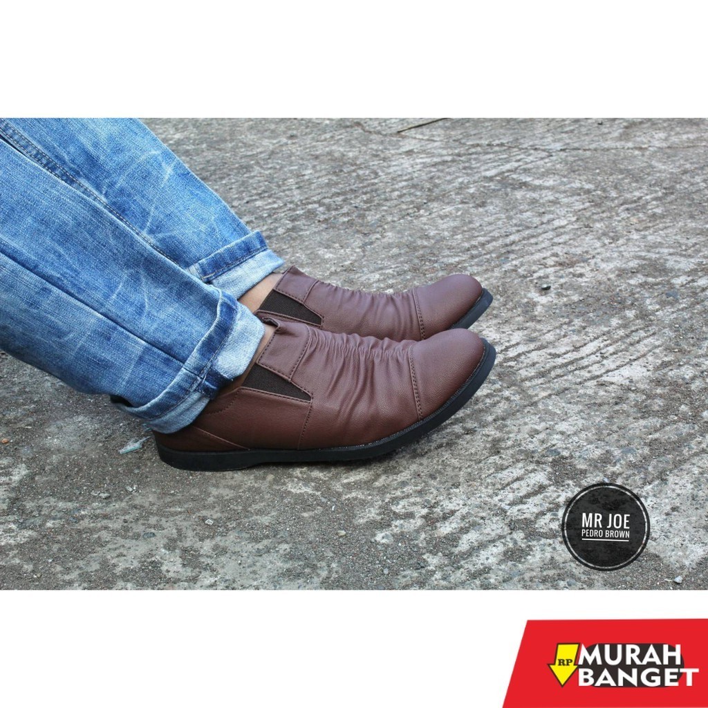 Sepatu biker pria- Sepatu Formal SLIp-on Boots Pria Mr Joe Brodo Bikers Kulit Original Handmade