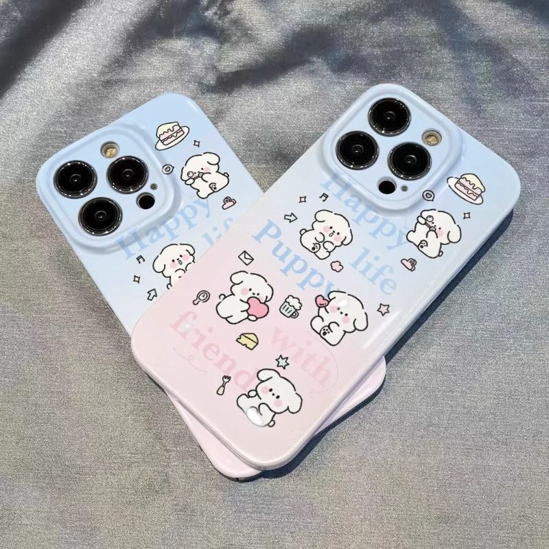 Happy Life Puppy Casing for OPPO Realme3 5 5I 5S 6I 6 6S 6PRO 7I C17 8 4G 8PRO 9ProPlus C20 C20A C11-2021 C2 C2S A1K C21Y C25Y C35 Narzo 20A 50A Premi  Lens Protection Phone Case Silicone Shockproof Back Cover