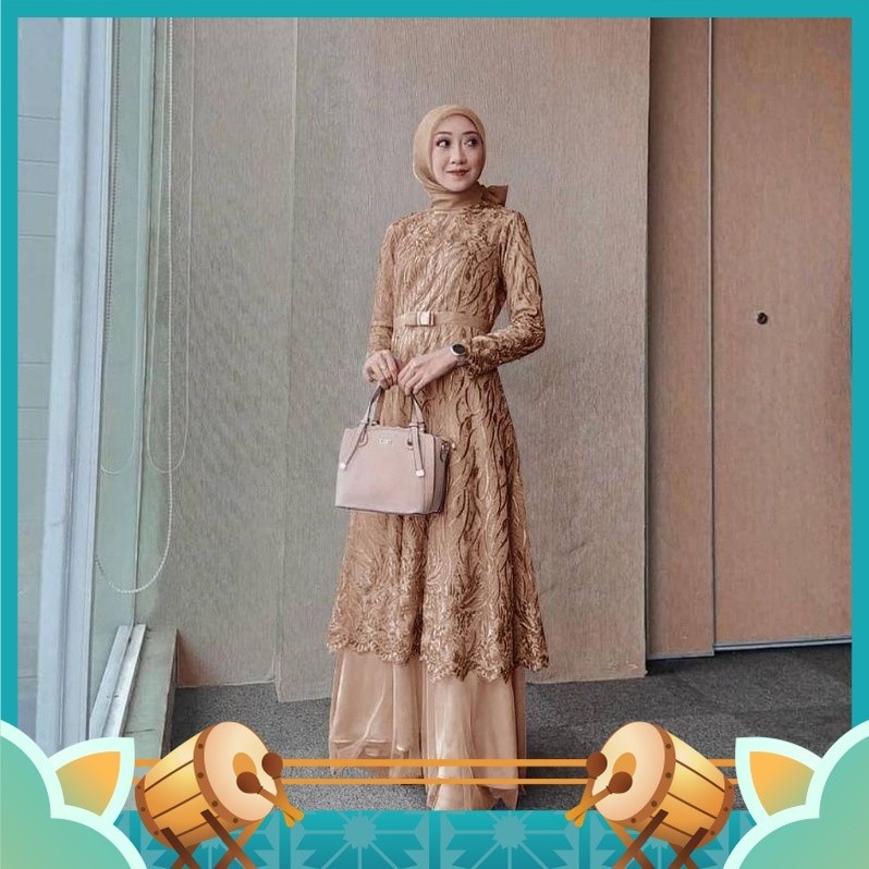 Baju Lebaran Gamis Dress Murah Cantik Premium / MAXI ALMIRA /GAMIS TILLE MUTIARA /GAMIS LEBARAN /GAM