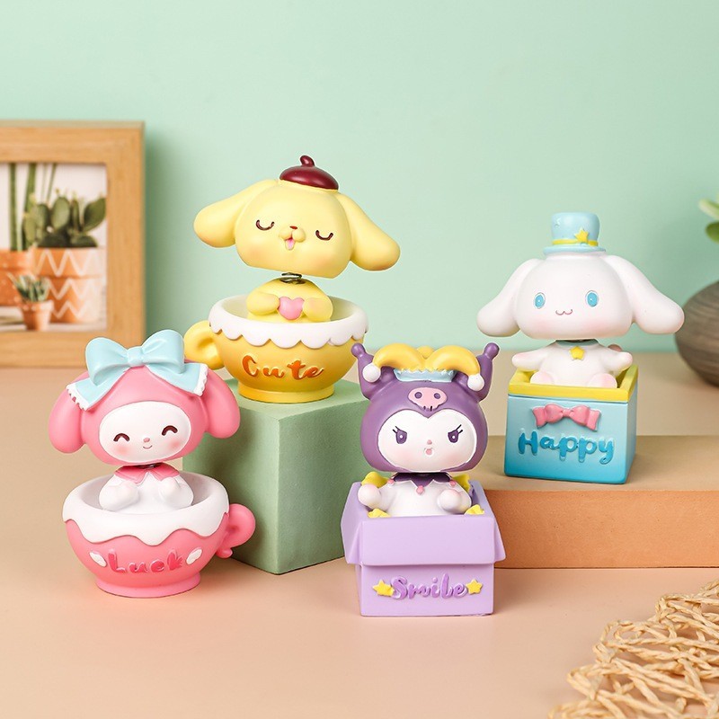 𝕍𝕀ℝ𝔸𝕃  Souvenir Hiasan Pajangan Mobil Dashboard Bobblehead Kepala Goyang Karakter Kuromi Cinnamoroll