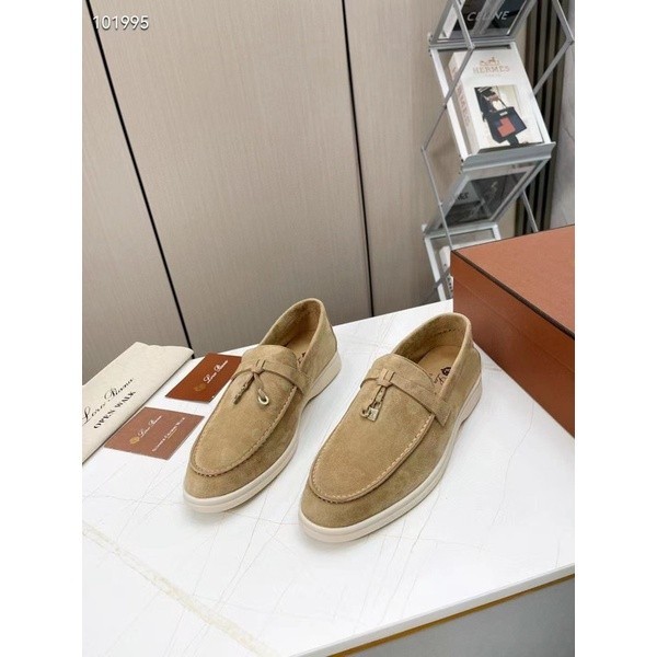 Loro Piana Summer Chalk Loafer Sepatu Import Wanita VVIP Quality Brown