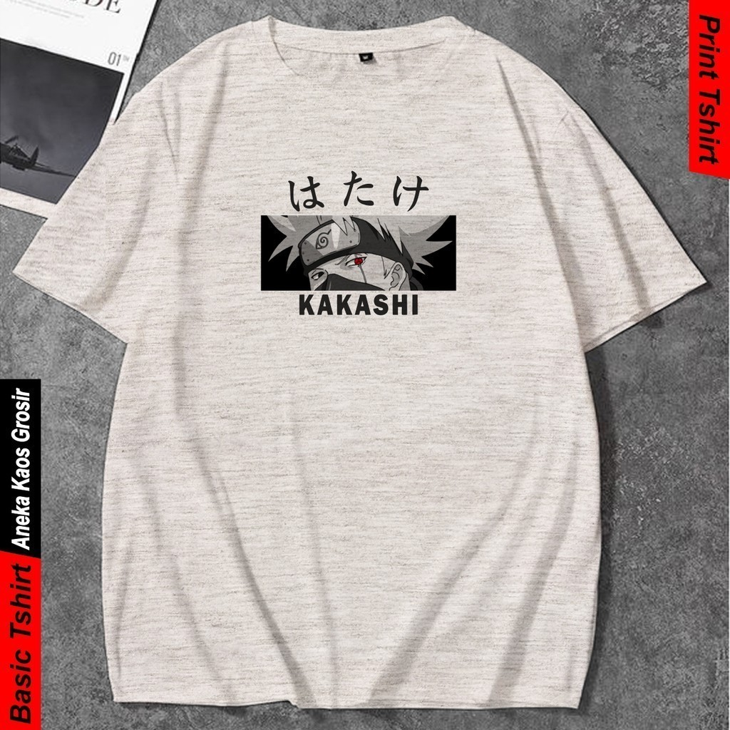 Kaos Distro Pria Anime Naruto Kakashi Ninja Konoha Anbu N8 Baju Oblong Cowok Simpel Tshirt Keren