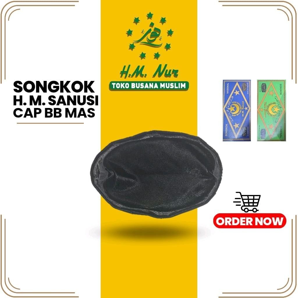 Peci Songkok H.M. Sanusi Cap BB Bulan Bintang Mas ORI Khas Santri Banten Biru/Hijau - Murah Terjangk