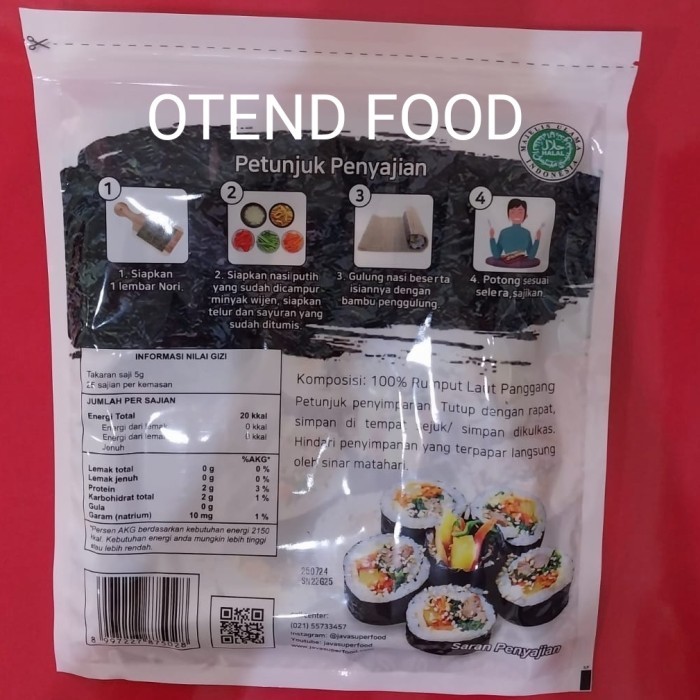 

Nori Sushi Nori Seaweed Roasted Rumput Laut 50 Lembar