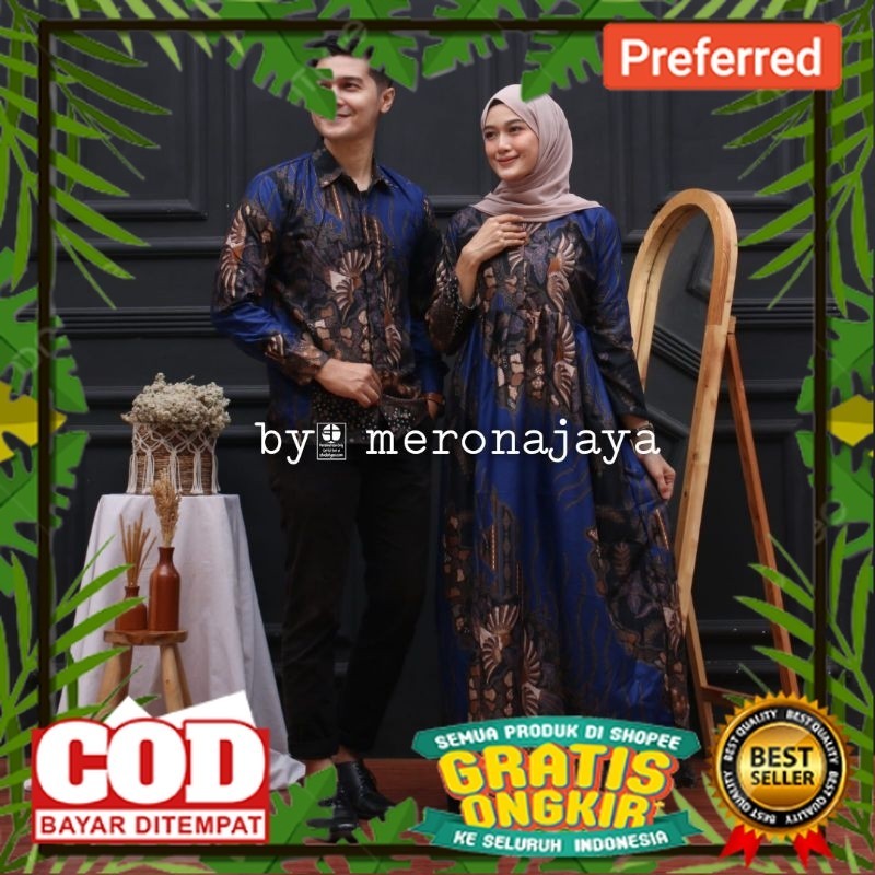 Maura Couple (HARGA SATUAN) - Sania Ruffle Batik Couple Gamis Standar Jumbo Terbaru -// BATIK MODEL 