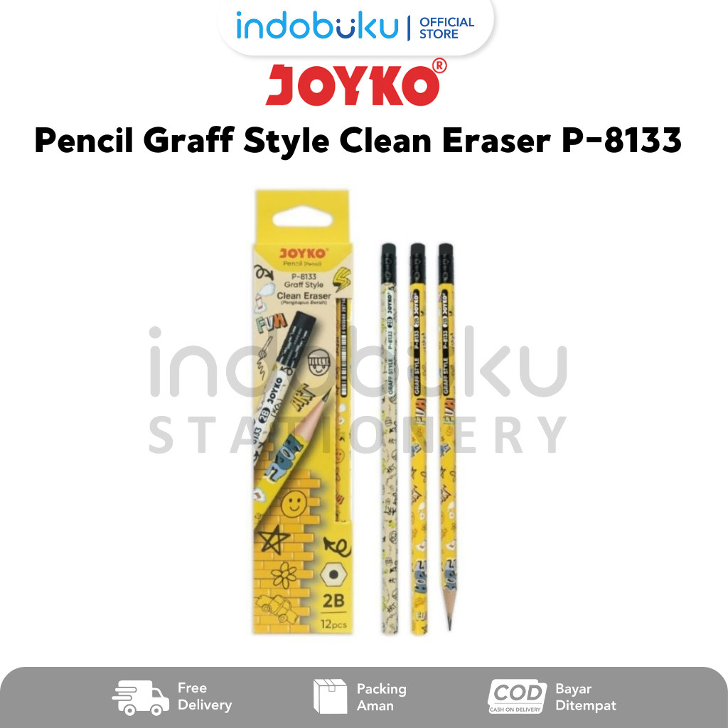 

Pensil Joyko 2B Graff Style Clean Eraser P-8133 (1Pack Isi 12pcs)