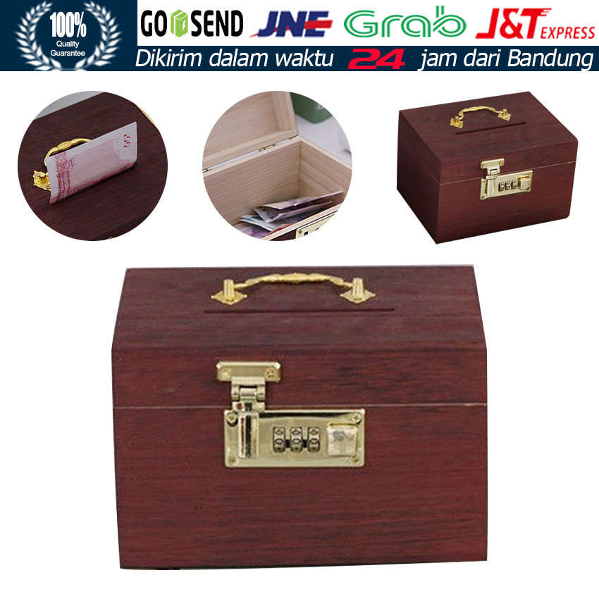 Kunci Kombinasi Bank Uang Bank Kayu / Dewasa Tabungan Rumah Kayu