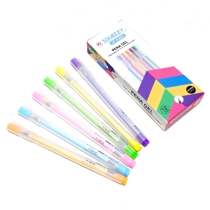 

HARGA GROSIR (1Dus/12kotak/144pcs ) PULPEN GEL PEN BODY MATTE COLOR 0.5MM ( HITAM ) GP-SQ803