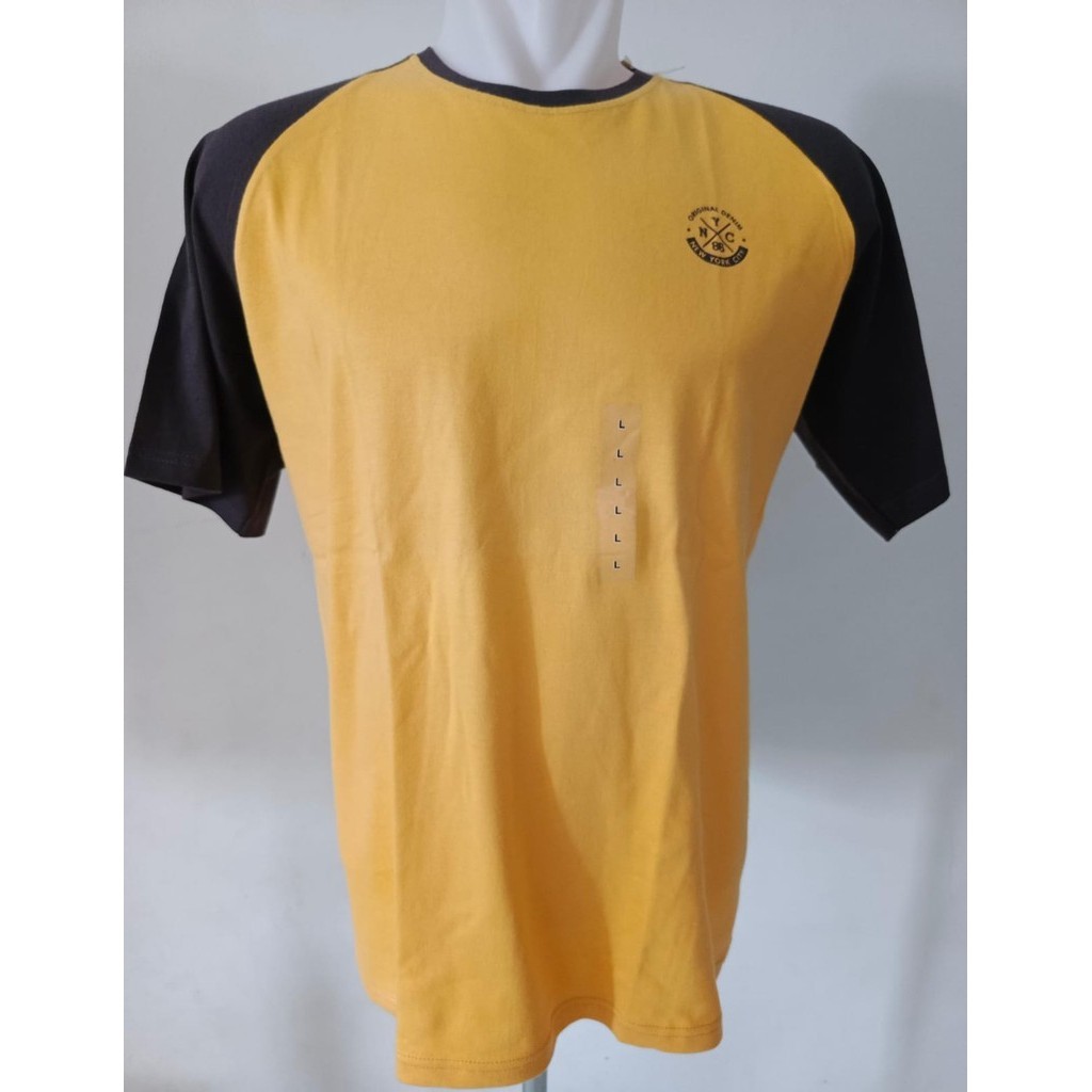 L/XL- kaos oblong PRIA/ RAGLAN/TIZ0NE-LENGAN PENDEK/KUNING/2024