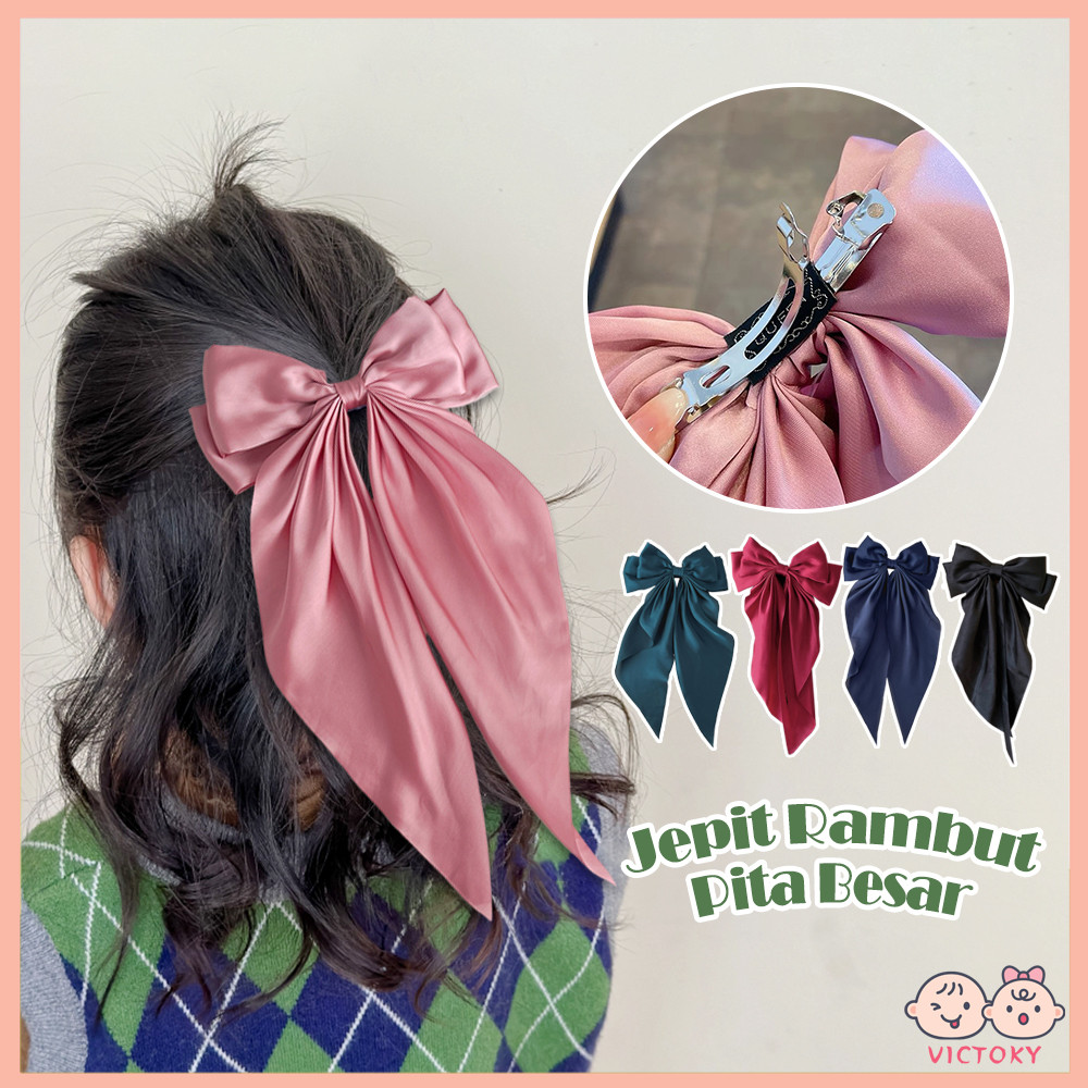 VICTOKY Jepit Rambut Pita Besar Korea / Pita Rambut Korea Panjang