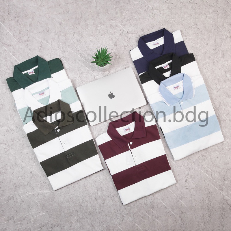 JK67UY Kaos Kerah Salur Kaos Wangki Salur Dewasa Polo Salur Dewasa Baju Pria Dewasa