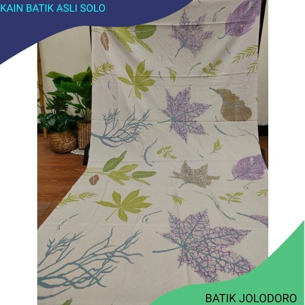 Kain batik solo daun akar gede cream ecoprint