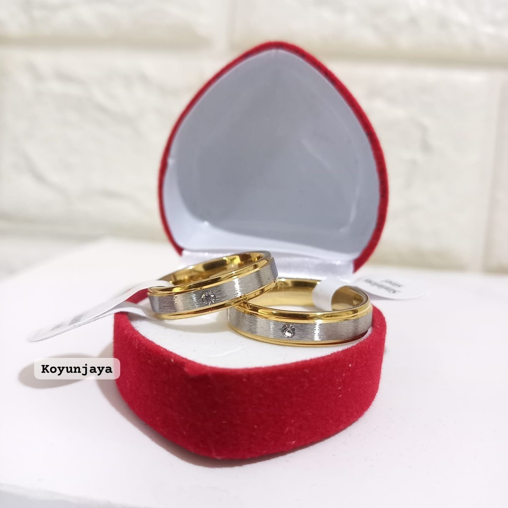 Cincin kawin gold putih bet titanium anti luntur free box cincin titanium anti karat