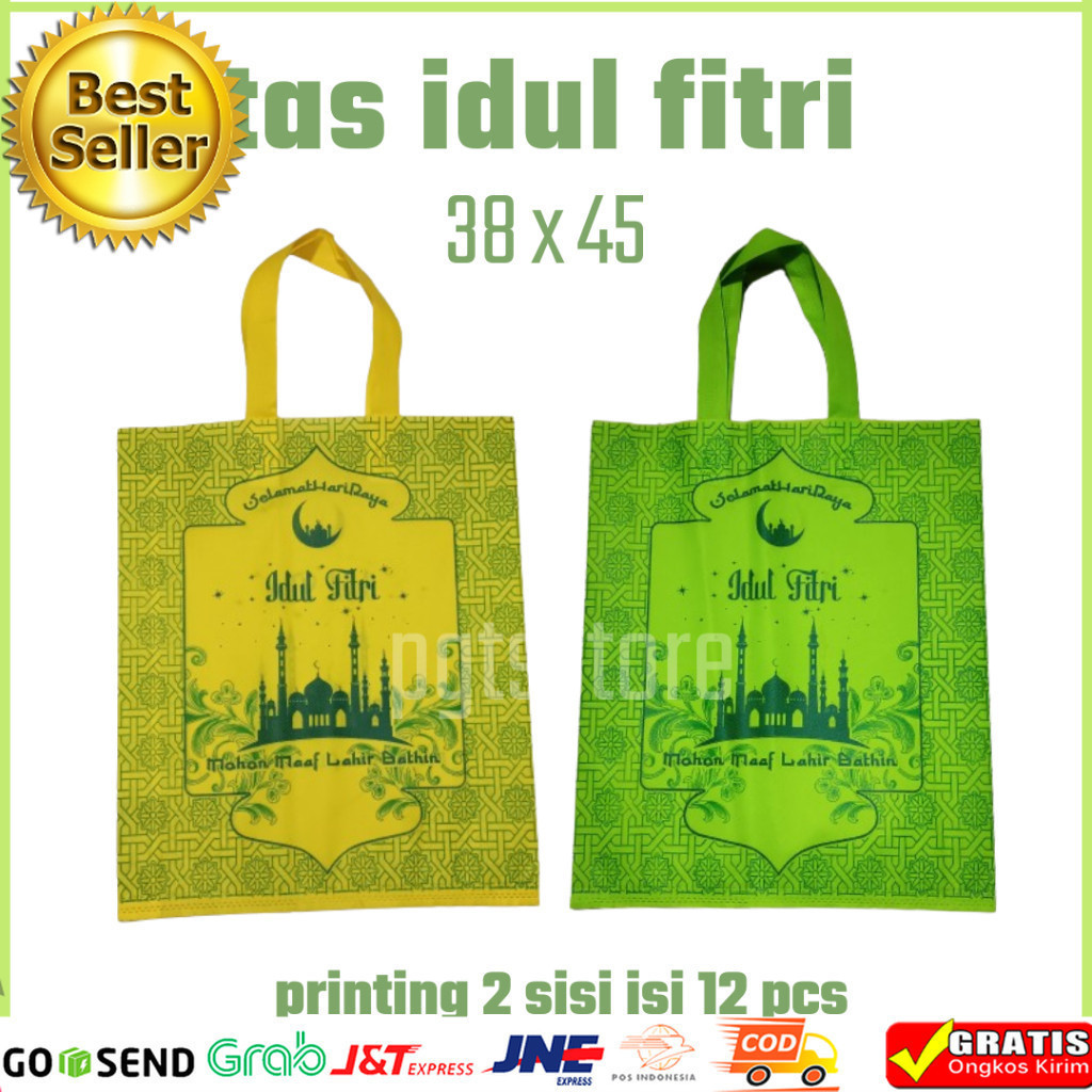 

Tas idul fitri print 2 sisi ukr 38 x 45 isi lusinan tas lebaran hammpers hadiah thr