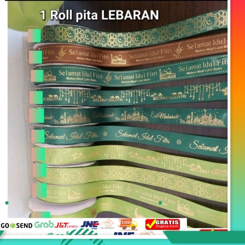 

1Roll Pita satin Lebaran. pita satin 2 cm . pita hampers lebaran. Pita hiasan lebaran