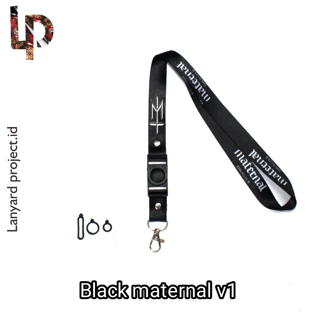

Lanyard Gantungan Tali Lanyard Id Card Name Tag Holder - Lanyard Premium Tali Tissue 2CM - Maternal Black V1