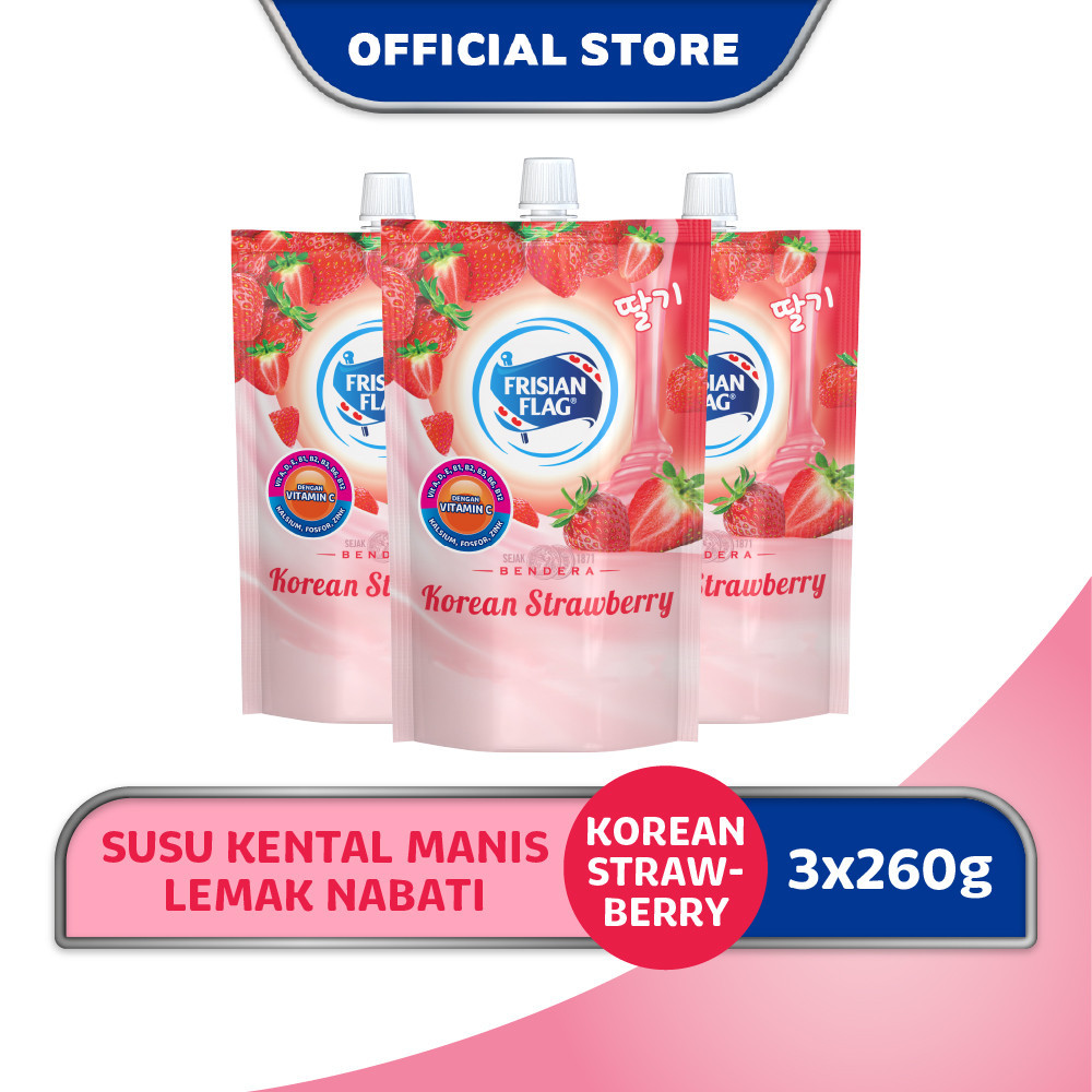 

Frisian Flag Bendera Kental Manis Korean Strawberry Pouch 260g x 3
