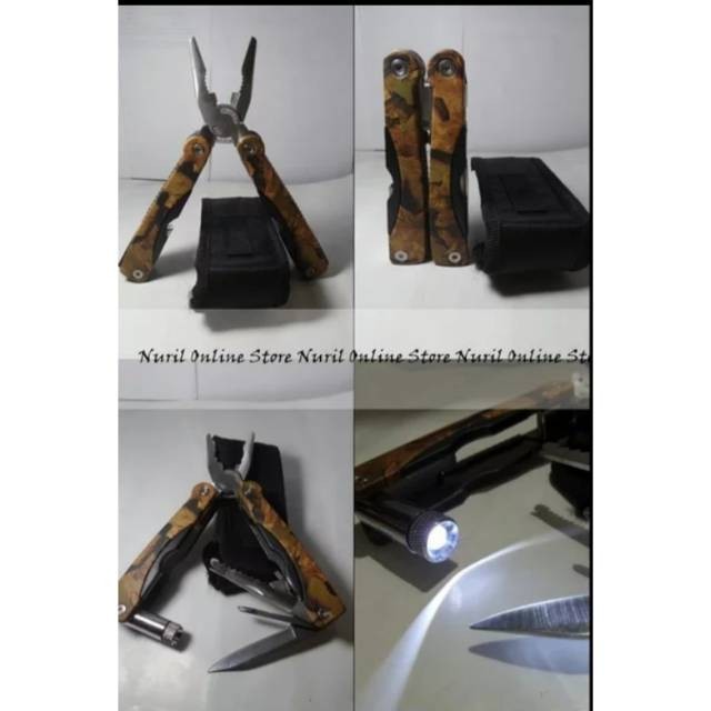 Tang Serbaguna - Tang Multifungsi - Kombinasi Senter - Obeng - Pisau Lipat