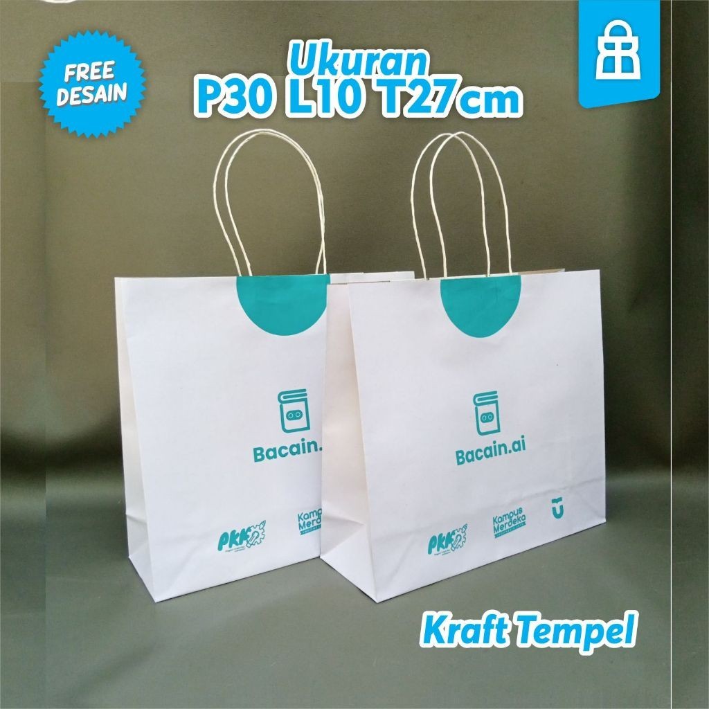 

Paper bag dengan sablon ( tas kertas kraft ) Custom Desain