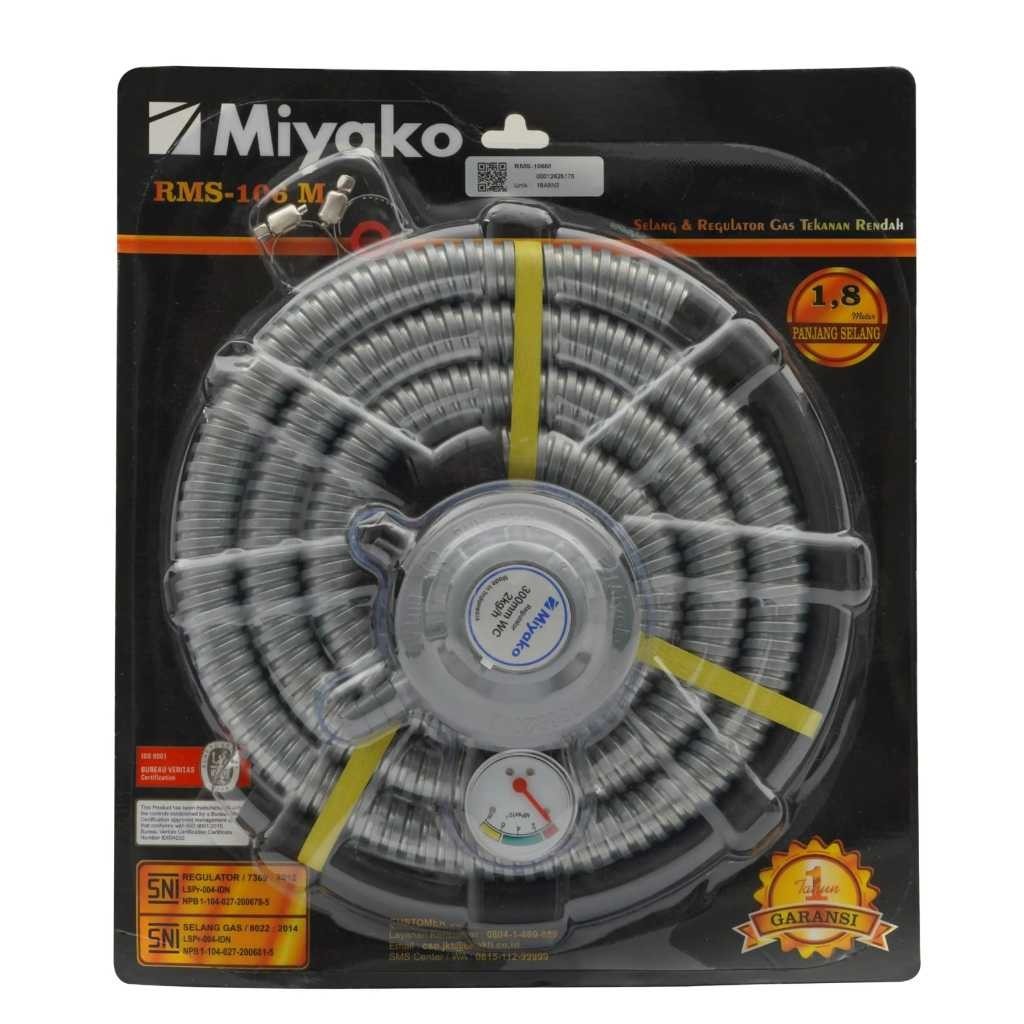 MIYAKO - Paket Selang Regulator Gas dengan Besi Pengaman / Regulator Ampere dan Selang Gas Miyako RS