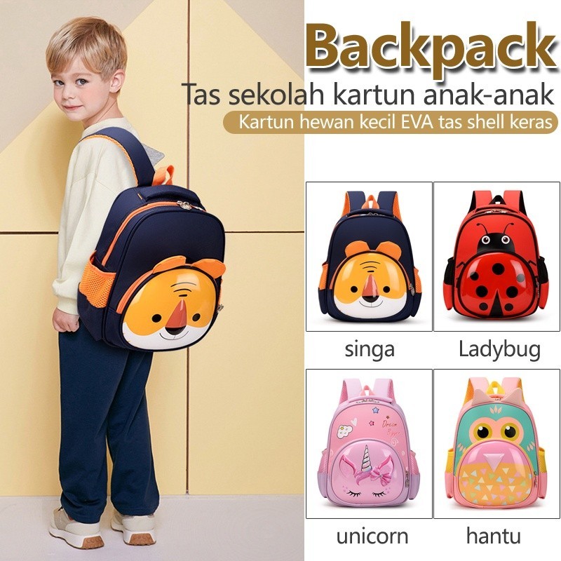 

Tas sekolah anak-anak kartun hewan kecil EVA tas cangkang keras TK kelas kecil dan menengah anak laki-laki dan perempuan ransel kulit telur