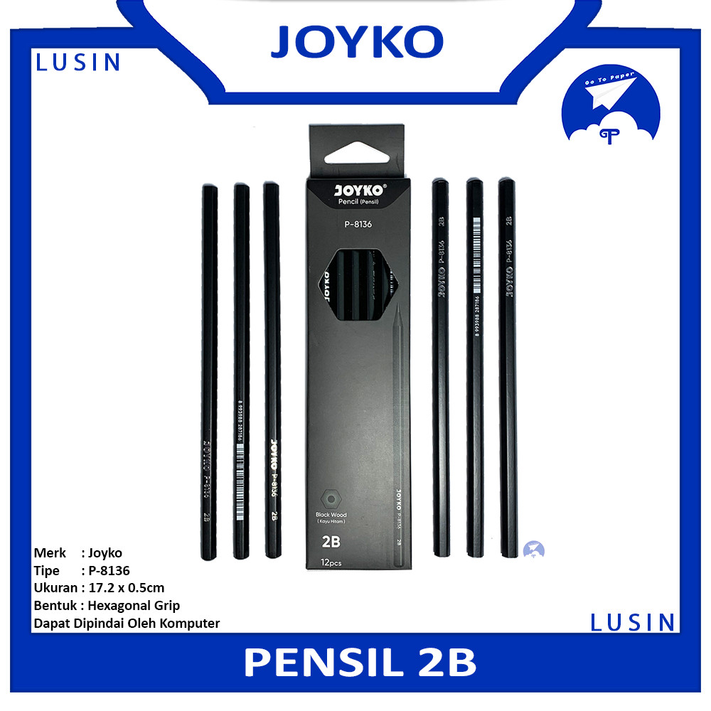 

Joyko - Pensil Tulis Kayu Hitam 2B Untuk Ujian P-8136 - Lusin