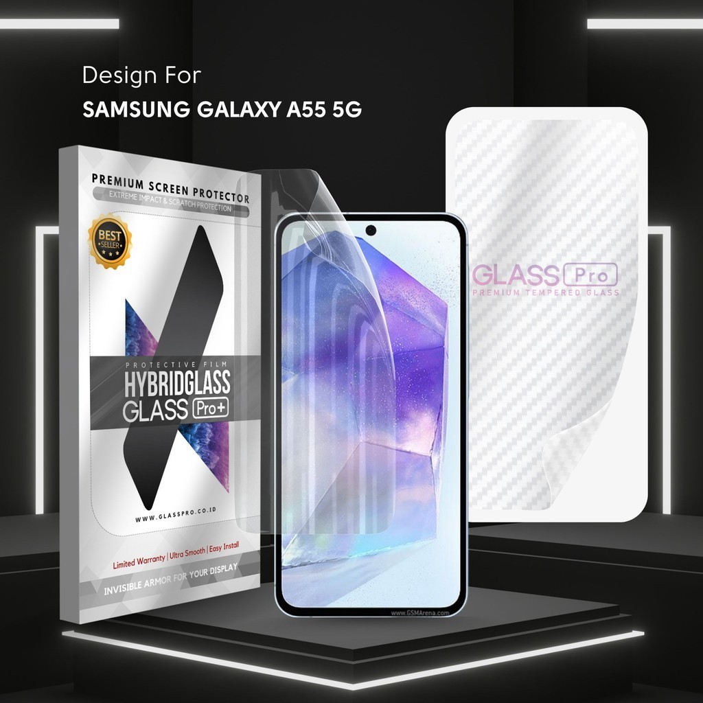 Hybrid Glass Premium Anti Gores Hydrogel Samsung Galaxy A55 5G Full Cover Screen Protector Glass Pro