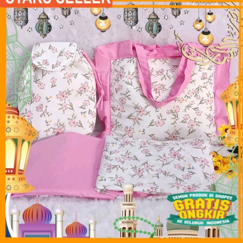 Mukena Anak Shabby Pink Premium Tas Ransel / Tas Sajadah/ Pink Dusty Fanta Merah muda