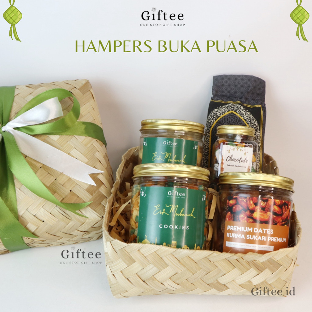 

HAMPERS BUKA PUASA BESEK ISI SNACK KURMA SAJADAH TRAVEL SNACKS MIX NUT SOES KERING COKELAT KADO HADIAH PARCEL PARSEL BINGKISAN SOUVENIR LEBARAN EID MUBARAK IDUL FITRI RAMADHAN RAMADAN IFTAR ISLAM MUSLIM