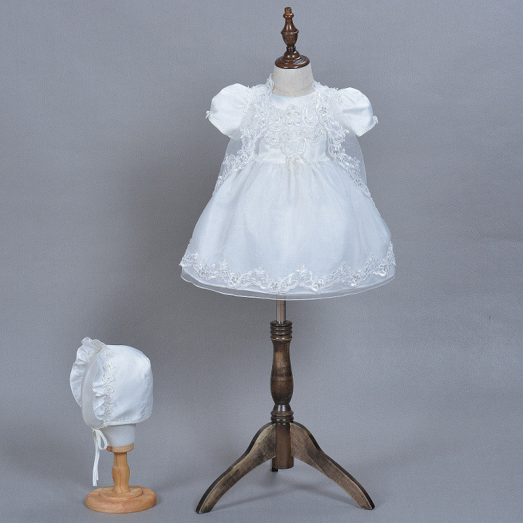 Produsen Cina gaun pesta bayi perempuan gaun sifon putih pakaian lucu