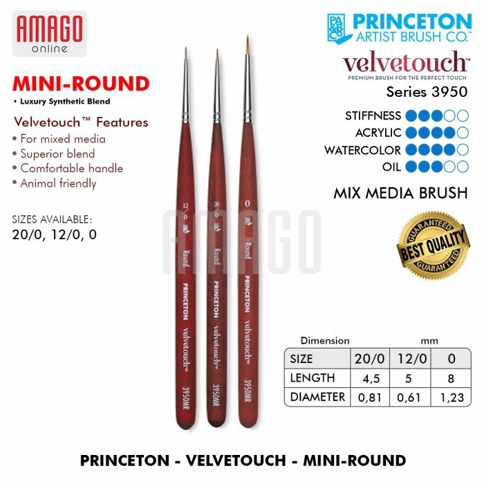 

Brush PRINCETON Velvetouch - Synthetic - Mini Round - Kuas Mini