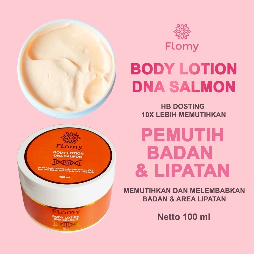Flomy Handbody Dosting DNA Salmon | HB Pemutih Badan | Body Lotion Pemutih BPOM