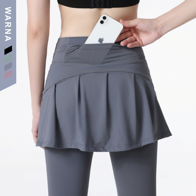 YOUMI Legging Rok Olahraga Wanita Rok Tennis Skirt Hijab Sport High Waist Polos Running Dua Lapis YM