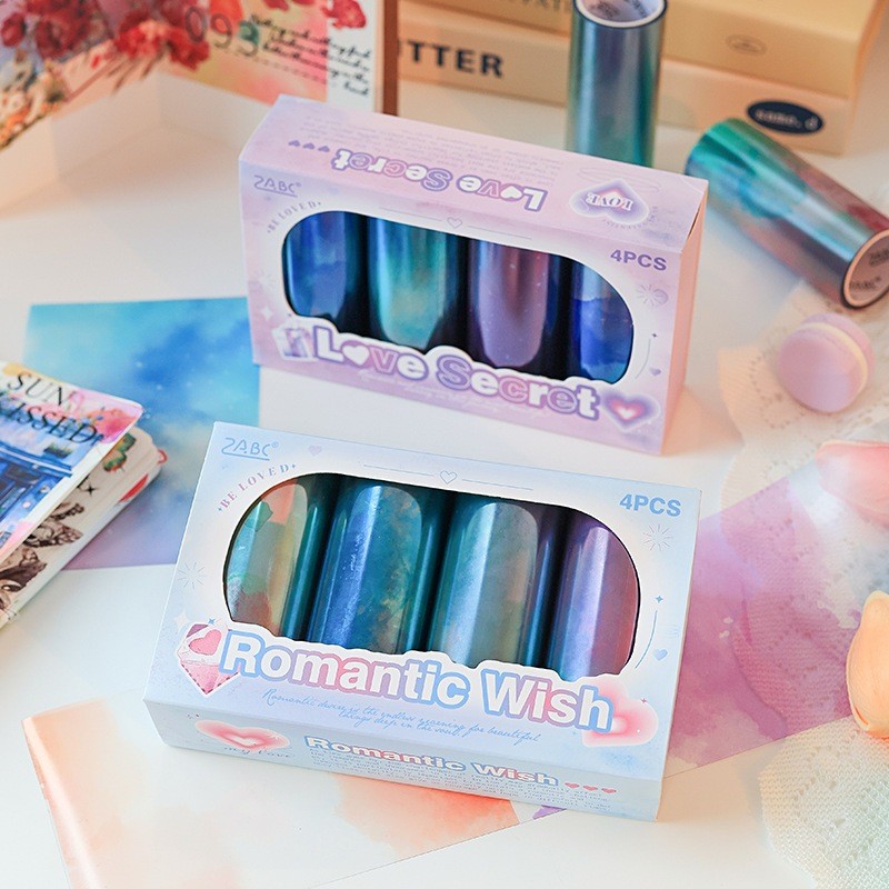 

[Gongjin] 1 Roll Share Love Secret Watercolor Premium Sticker Washi Stiker Cat Air Estetik