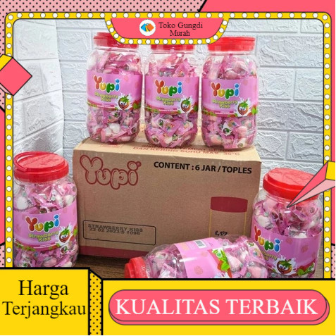 

Permen Yupi Strawberry Kiss Jar 300gr isi 6 Toples