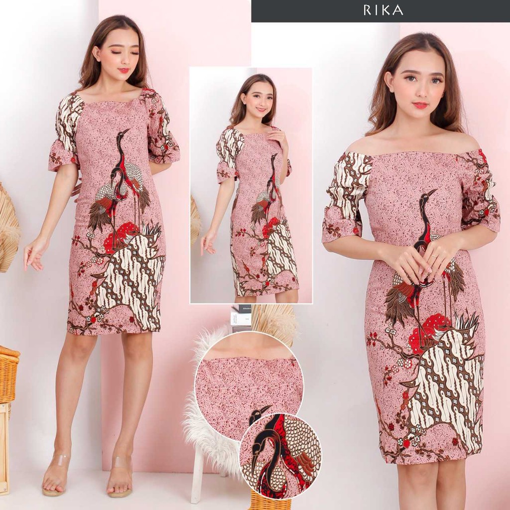 Rika Dress Batik Wanita Dress Wanita Model Sabrina Batik Couple Seraga