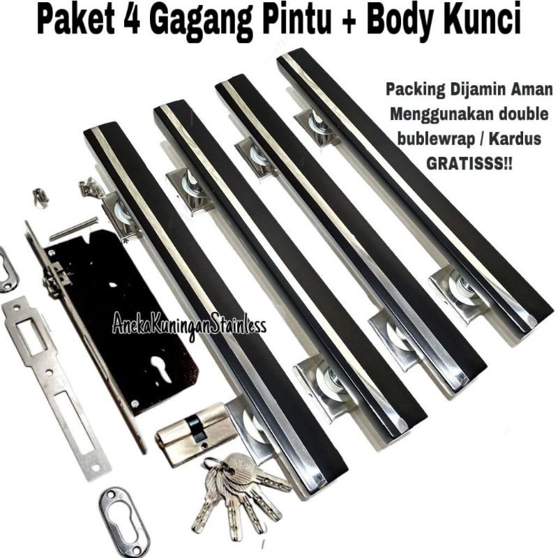 1 Set handle pintu / gagang pintu / gagang pintu rumah set body kunci panjang 25cm 33cm 45cm