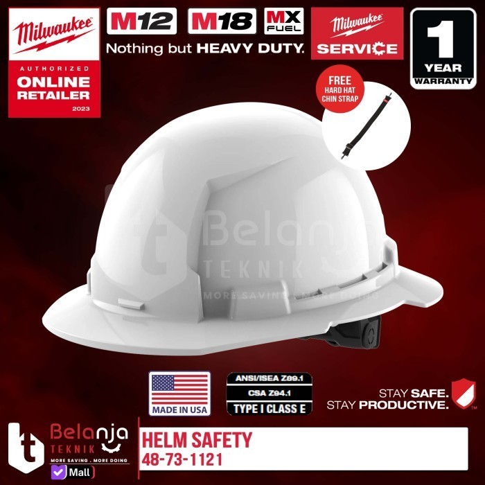 Helm Safety Milwaukee Helmet Proyek + Senter Head Lamp Milwaukee USB Rechargeable LED 3 AH