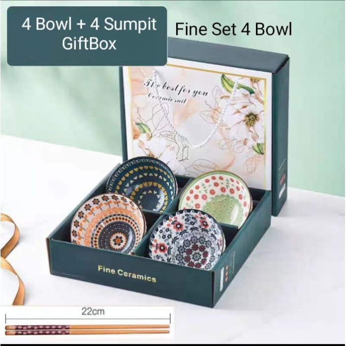 

[[Promo!!!]] [ HAMPERS AND SOUVENIR ] Mangkuk Piring Premium/Premium set - Fine 4 Bowl