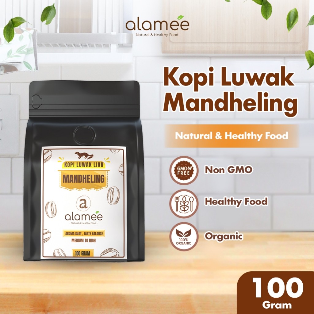 

ALAMEE Kopi Luwak Mandheling Arabica Bubuk Halus Kopi Arabika Tanpa Gula Medium Dark Roast 100gr