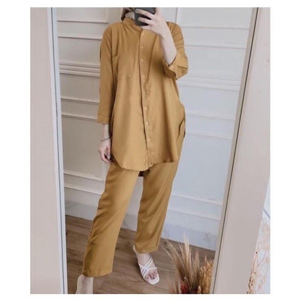 ONE SET WANITA WANDA SHAKILA POLOS LINEN PREMIUM