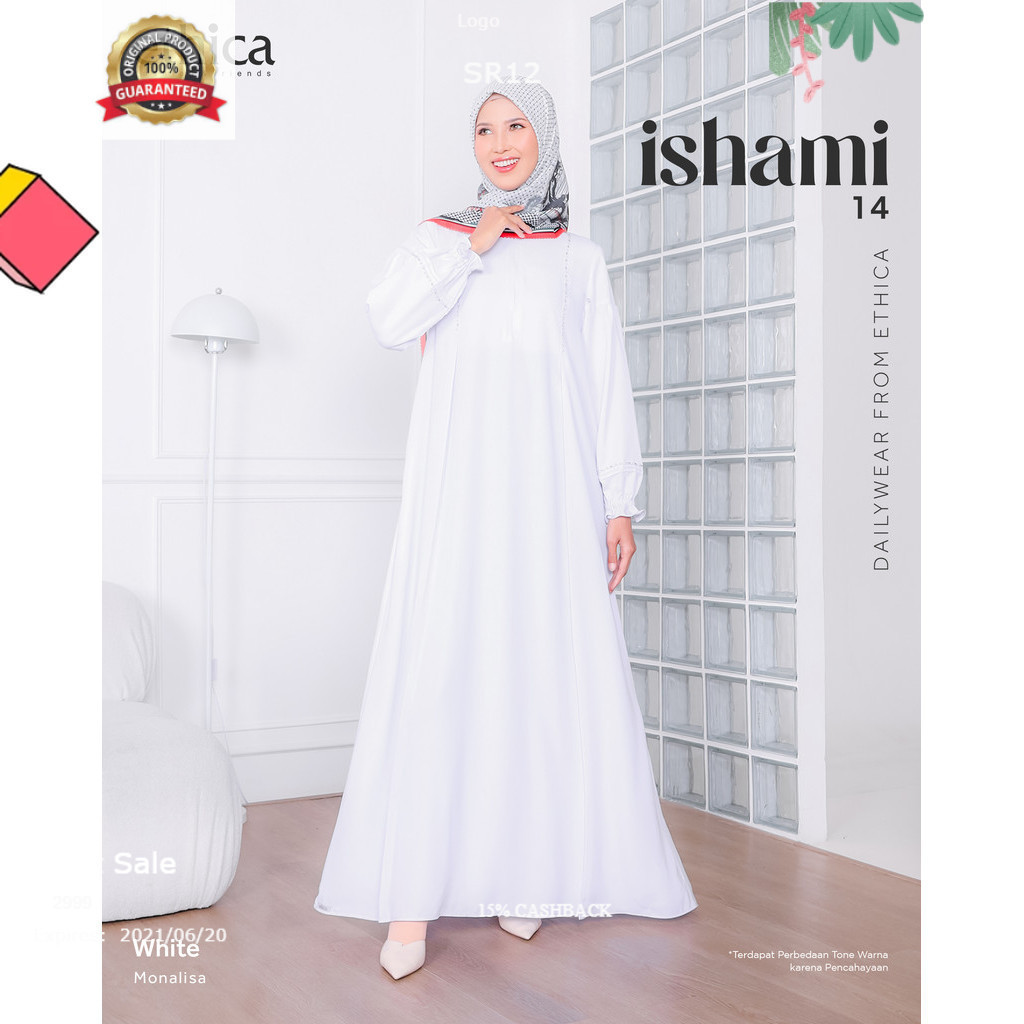 Daily Gamis Wanita Dewasa Warna Putih Hitam Bahan Monalisa Ishami 14 Brand Ethica