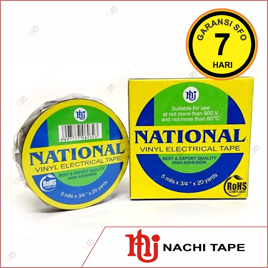 

Lakban Listrik Hitam National - Electrical Tape Black Isolasi Nachi - Codeline Stationery